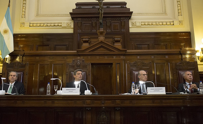 Los ministros Juan Carlos Maqueda, Horacio Rosatti, Carlos Rosenkrantz y Ricardo Lorenzetti